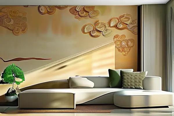 现代风格客厅墙纸效果图