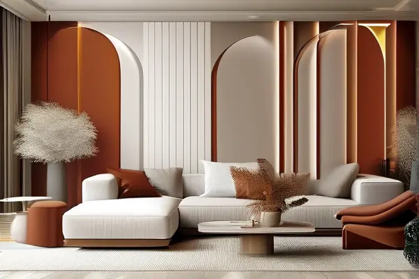 现代客厅无缝墙纸展示优雅图案和纹理