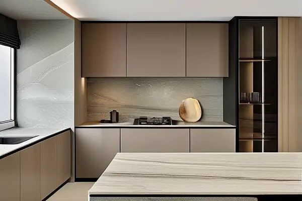 现代家居岩板装修厨房台面效果图