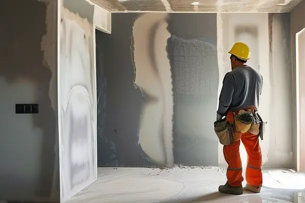 业主与工人在装修现场交流