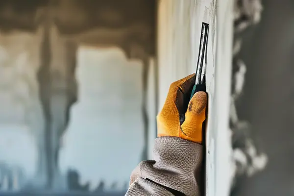 业主使用专业工具验房过程实拍