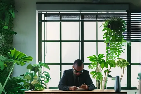 技术人员使用甲醛检测仪在办公区作业