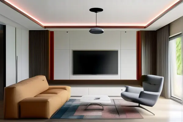 专业技术人员在客厅使用甲醛检测仪检测空气质量