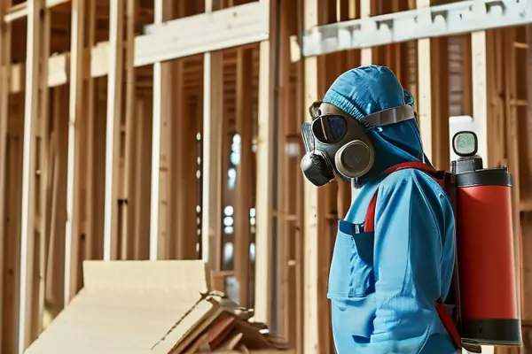 专业人员使用检测设备测量新装修房屋中的甲醛含量