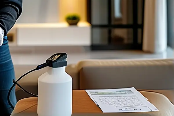 专业人员进行新房甲醛检测工作现场实拍
