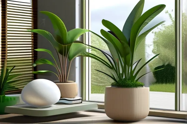 现代客厅开窗通风并使用活性炭吸附甲醛的场景