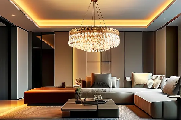 现代客厅吊灯照明效果展示
