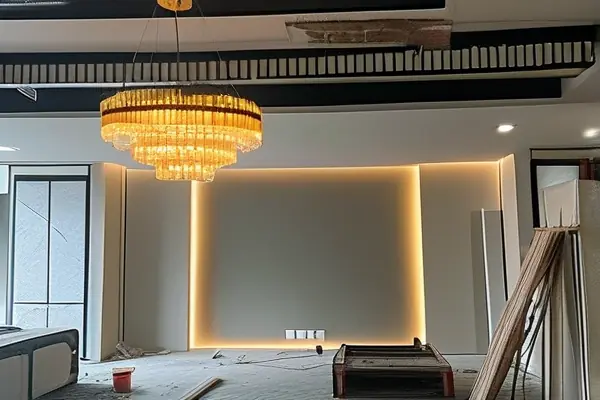 双碑装修现场灯具安装过程