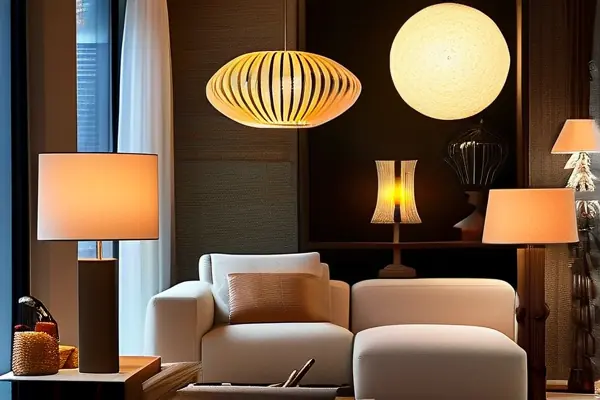 现代家居灯具展示与网购场景