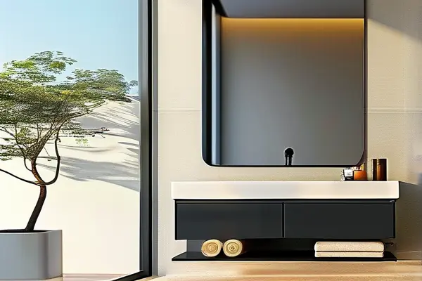 浪鲸品牌现代简约风格浴室柜实景展示