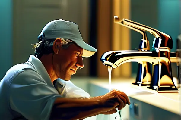 专业维修人员修理浴室水龙头