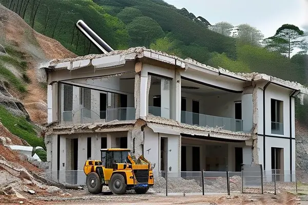 别墅结构拆除施工现场