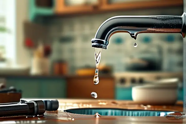 维修工人检查漏水水管