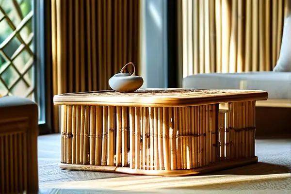 现代客厅中的竹质装饰品与家具